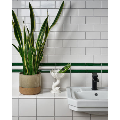 Victorian Style™ Wall Ceramic Olive Green Simple Beading Crackle Glaze 3x15cm - thumbnail 1