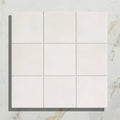 Nine square white ceramic tiles in a grid pattern from victorian style porcelain cotton white field collection