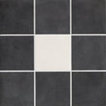 Victorian style porcelain frame with black and white matte finish square tiles arranged in a grid pattern