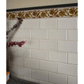 Victorian style wall ceramic cotton white metro tiles with white rectangular ceramic tiles and gold floral border