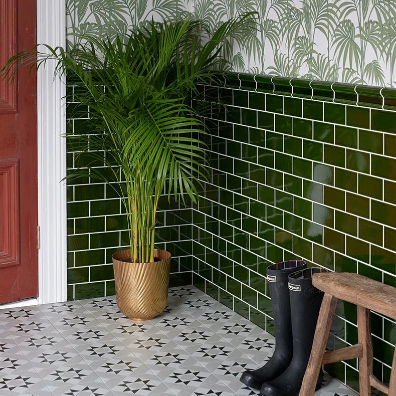 Victorian Style Wall Ceramic Olive Green Metro Crackle Glaze green crackle-glaze subway tiles
