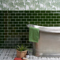 Victorian Style Wall Ceramic Olive Green Metro Crackle Glaze, green crackle-glaze metro tiles