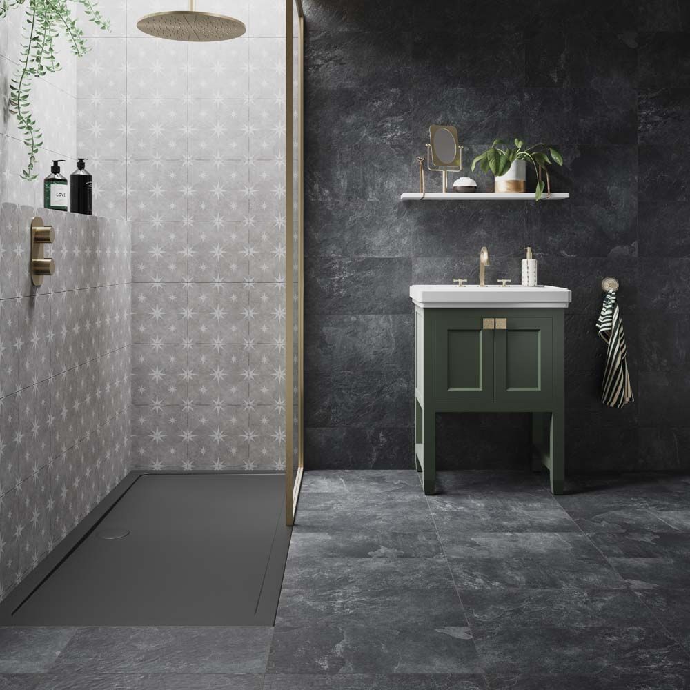 Vincent Grey Patterned Vitrified Ceramic 335x335mm grey patterned floor tile