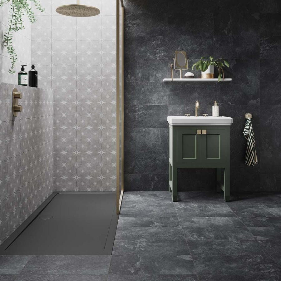 Vincent Grey Patterned Vitrified Ceramic 335x335mm grey patterned floor tile