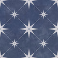Vincent navy blue patterned vitrified ceramic tile 335x335mm with blue texture and white starburst diamond grid design