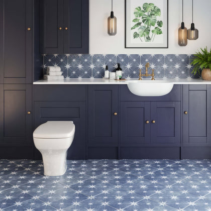 Vincent Navy Blue Patterned Vitrified