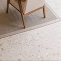 Beige rialto terrazzo san michele honed floor tiles with gray and white speckled terrazzo fragments pattern