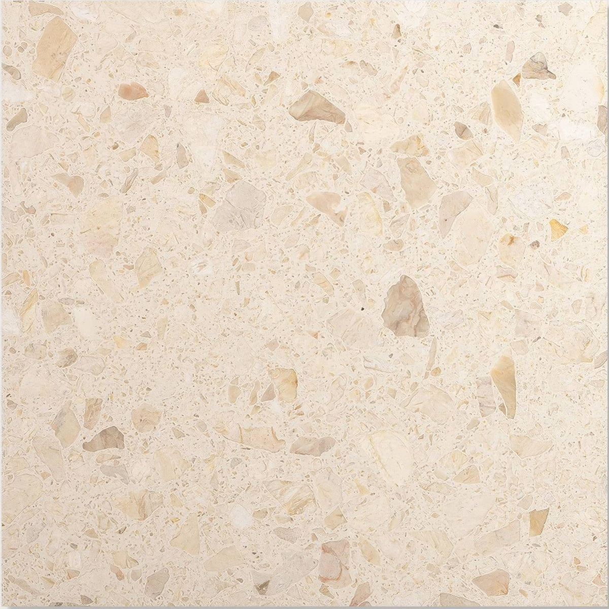 Beige rialto terrazzo san michele honed countertop with speckled light and dark stone fragments pattern