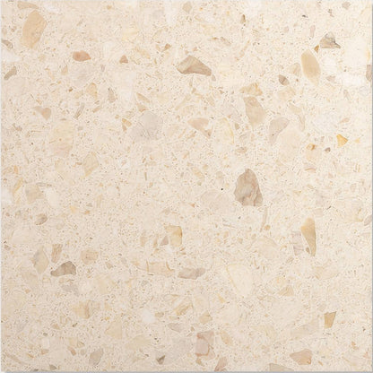 Beige rialto terrazzo san michele honed countertop with speckled light and dark stone fragments pattern