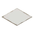 Vintage rhomboid white square distressed silver-toned metal tray with textured surface and uneven edges