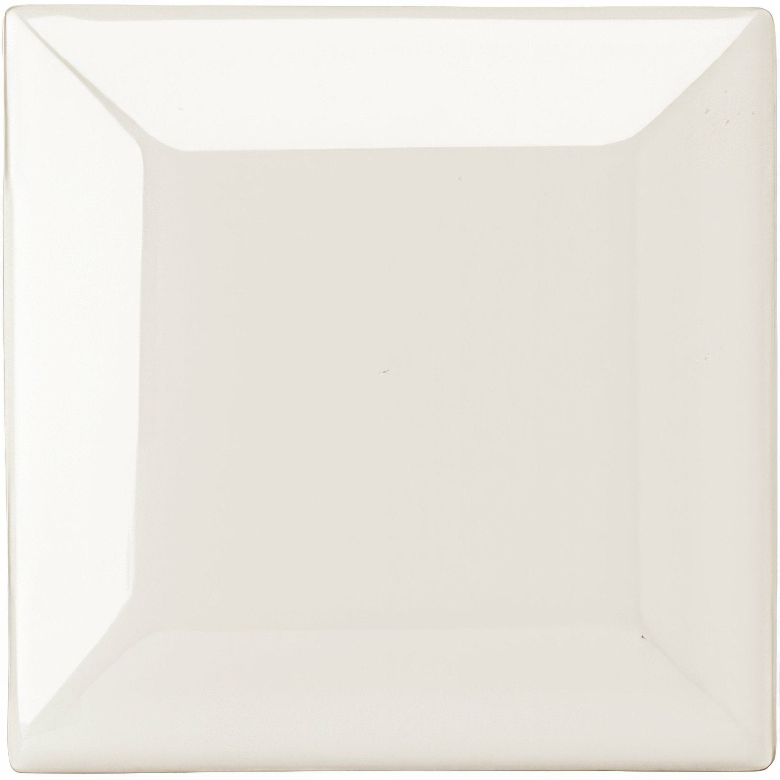 Cream-colored square ceramic plate with glossy finish matching vintage white metro bevelled tile 75 x 75mm