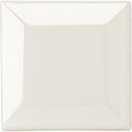 Cream-colored square ceramic plate with glossy finish matching vintage white metro bevelled tile 75 x 75mm