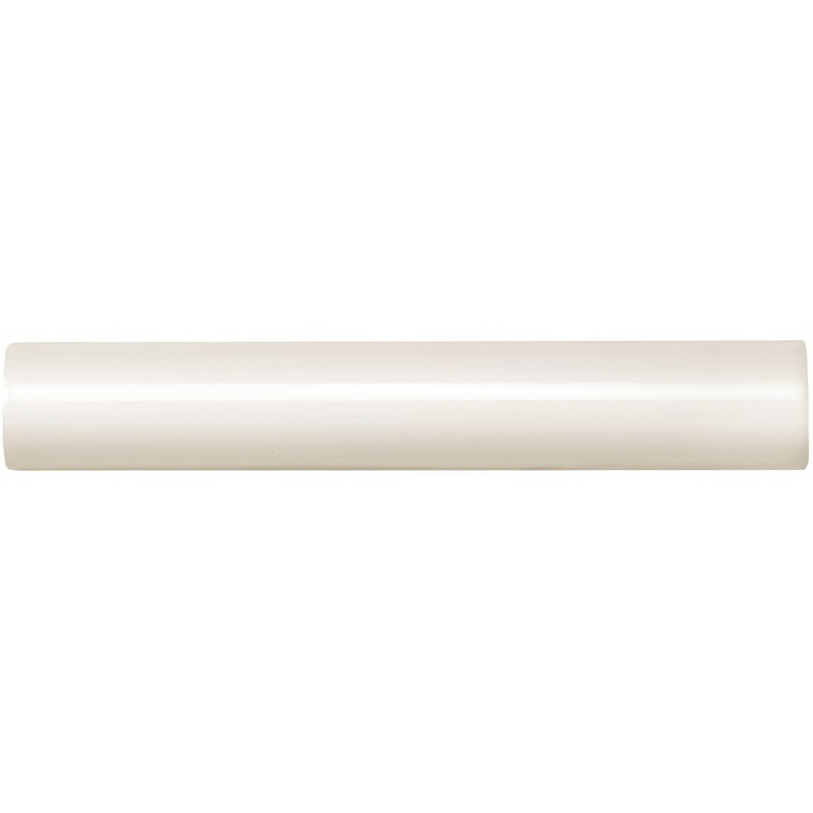 Vintage white sigma moulding cream-colored glossy cylindrical pipe with smooth uniform surface for decorative trim