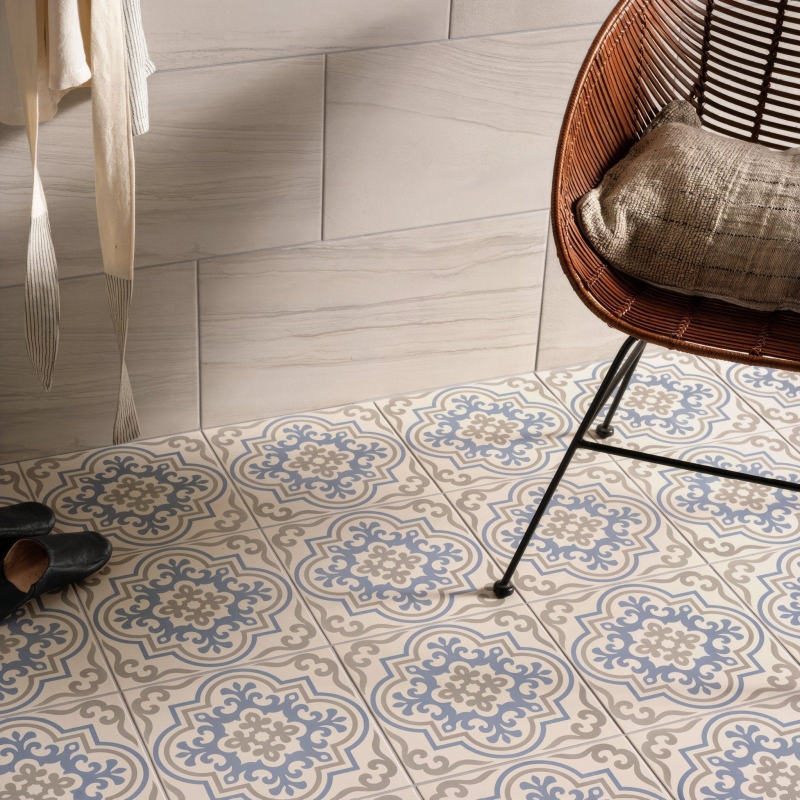 Vogue Light Blue/Stone on Chalk shown as flooring (2)