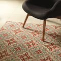 Vogue rose ceramic floor tiles in red gray and cream with ornate quatrefoil patterned design