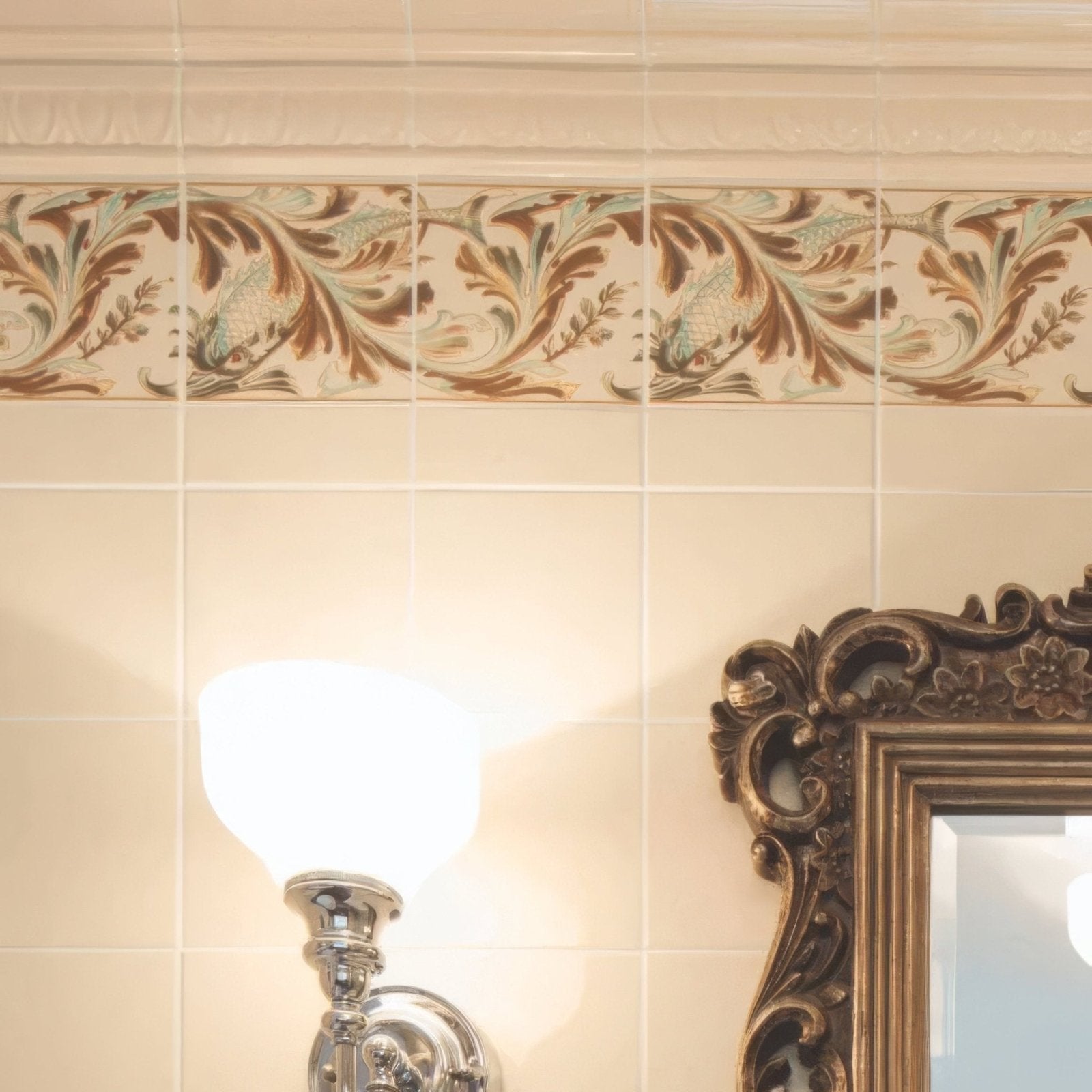 W B Simpson Fish Frieze 2 - Tile Set on County White