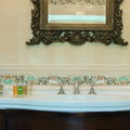 W B Simpson Shell Frieze 2-Tile Set on County White in a bathroom setting (2)