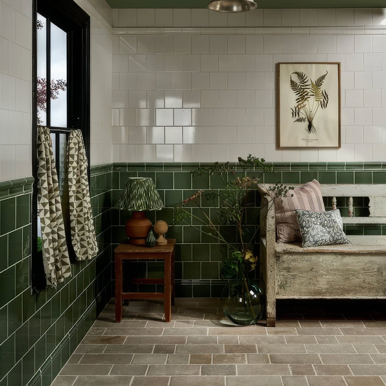 Wall Ceramic Cabbage Green Square Crackle Glaze