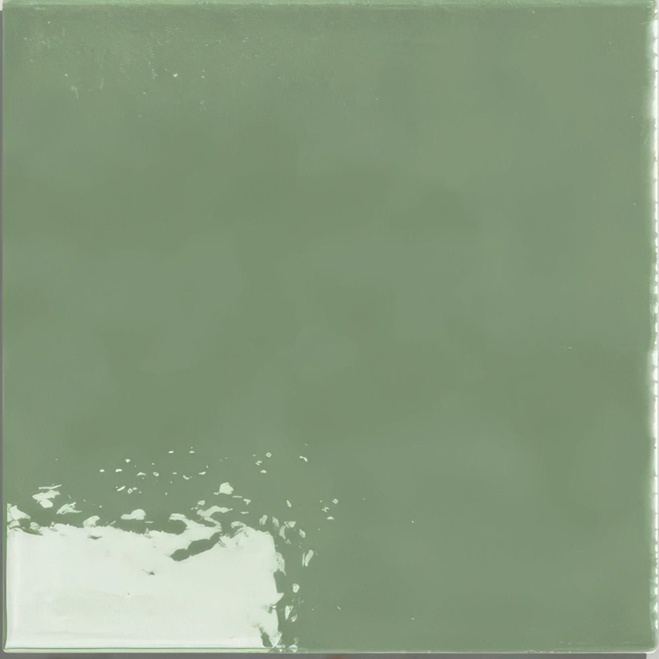 Victorian Style wall ceramic cabbage green square tile in matte sage green with subtle uneven white splatter design