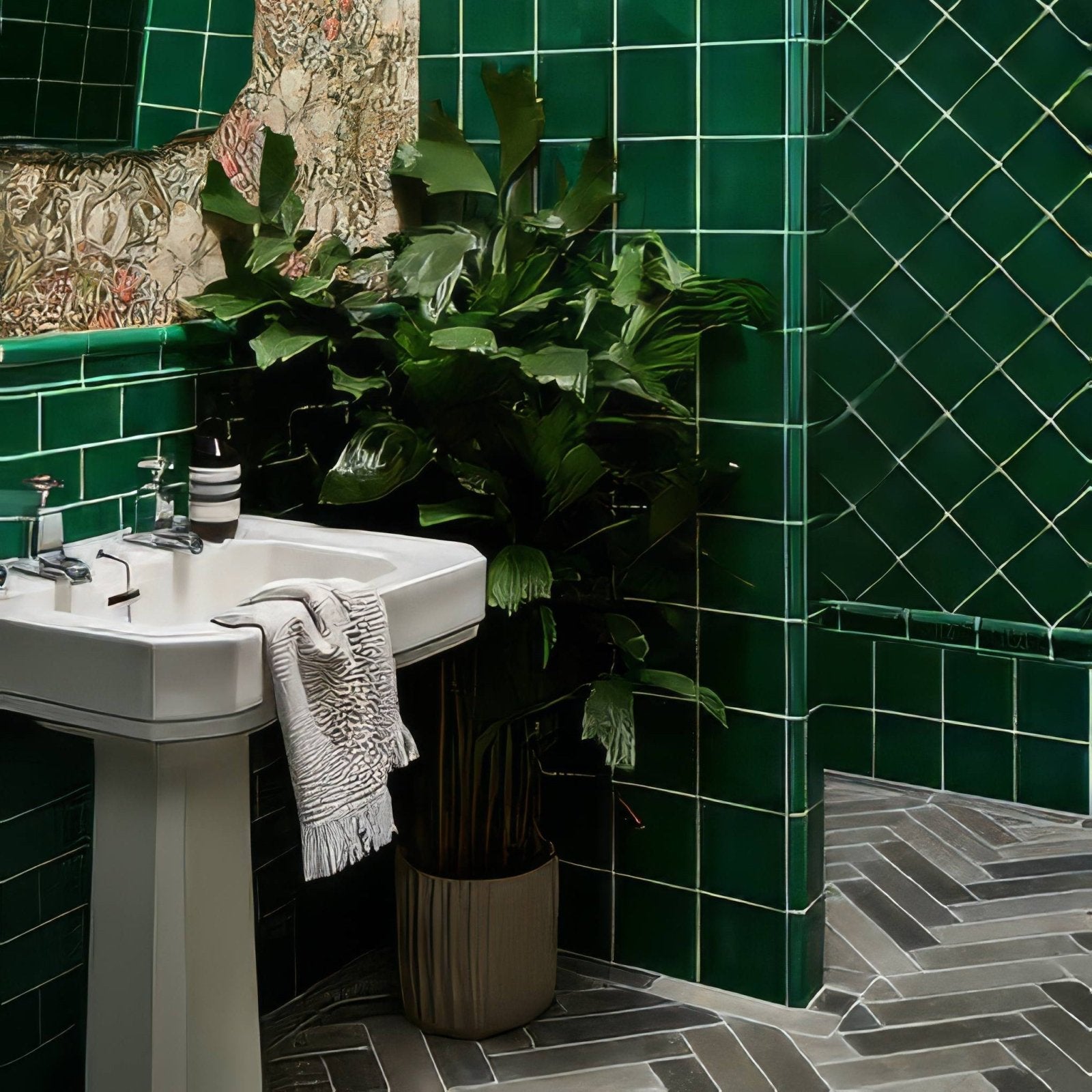 Wall Ceramic Emerald Green Dado Crackle Glaze