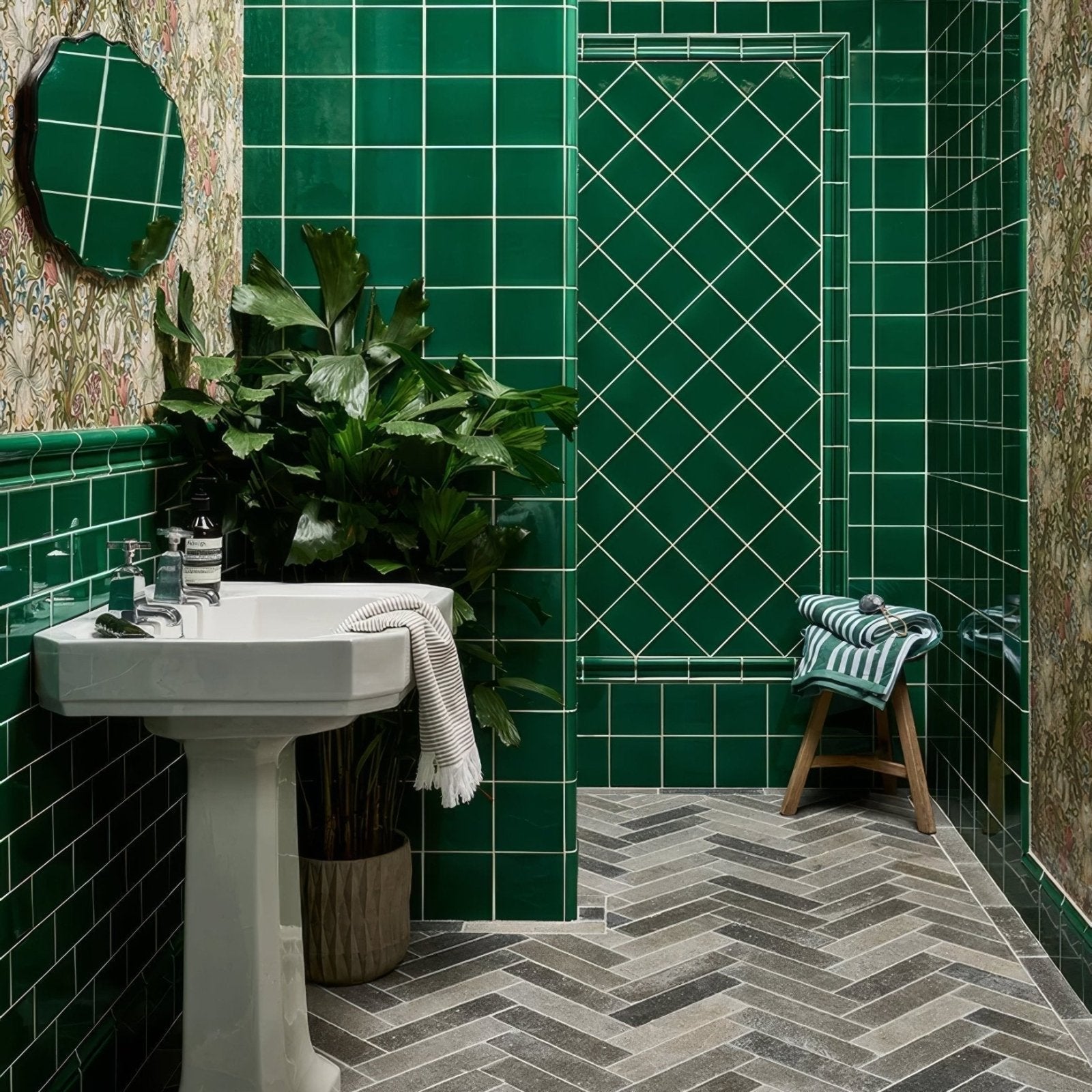 Wall Ceramic Emerald Green Square Crackle Glaze
