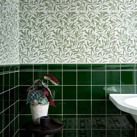 Victorian Style™ Wall Ceramic Olive Green Square Crackle Glaze - alternate view