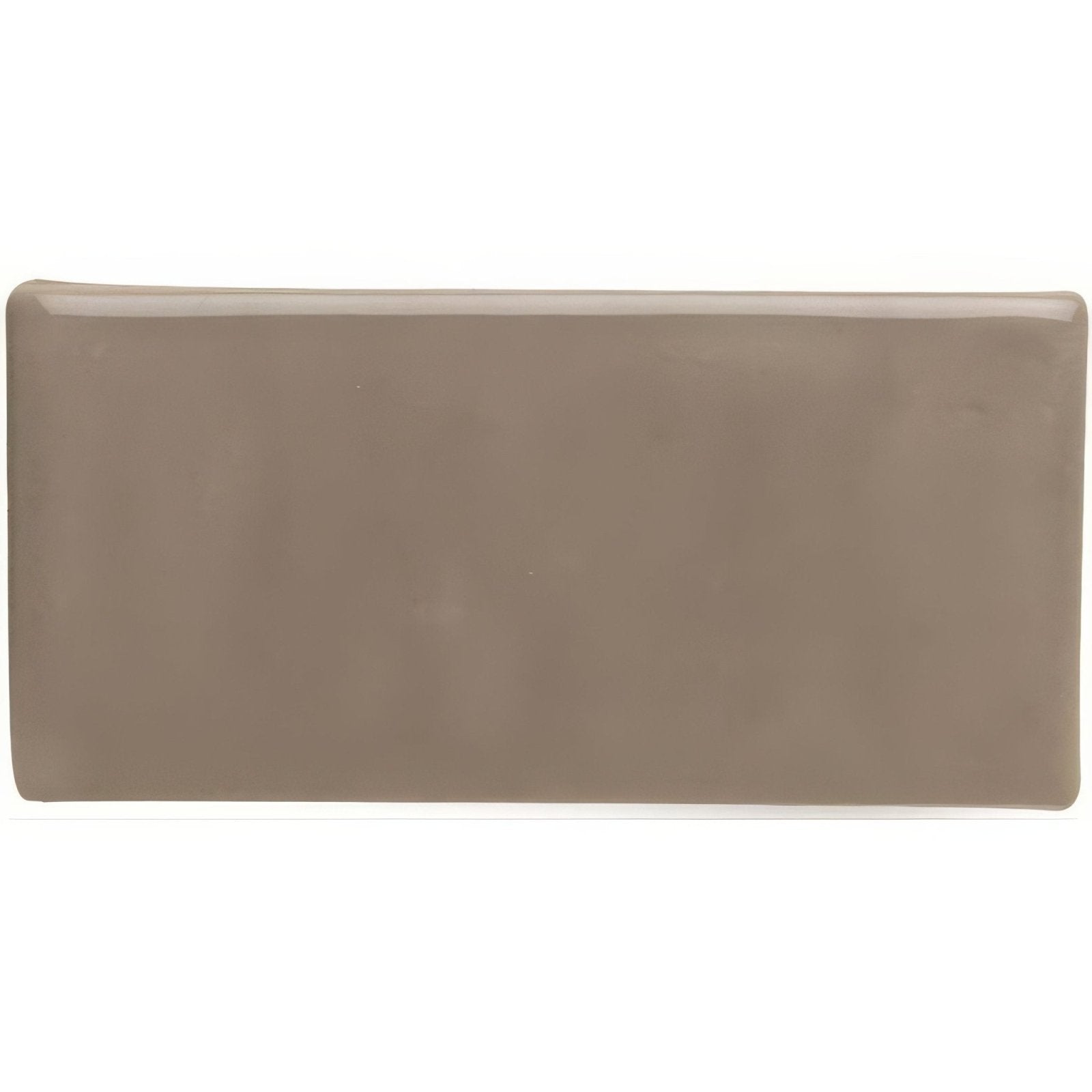 Walnut half tile in sleek matte taupe with smooth edges and uniform color perfect for wall and floor use