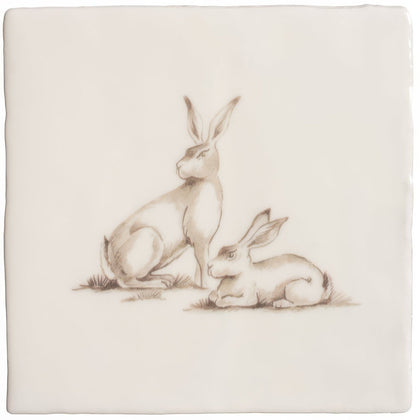 Warren of Hares Sepia on Cotton