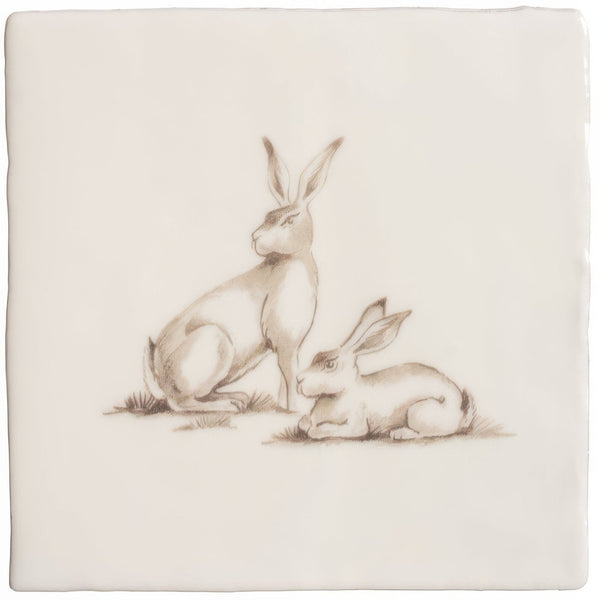 Warren of Hares Sepia on Cotton
