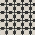 Warwick black and dover white vintage-style floor tile with black and cream geometric repeating pattern
