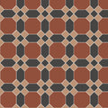 Warwick red buff and black terracotta and black geometric patterned floor tile with beige accents
