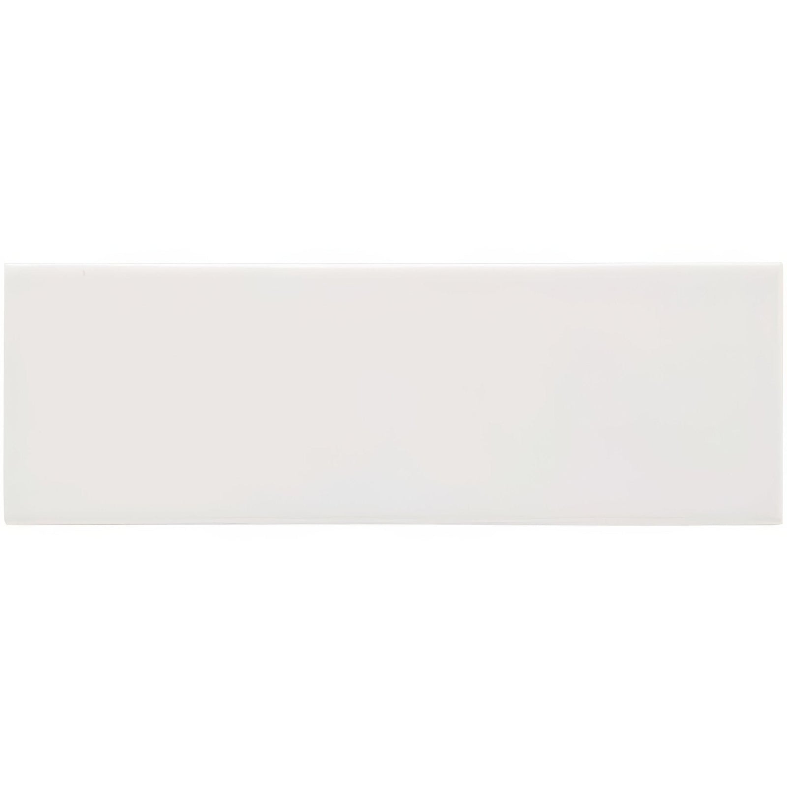 A sleek rectangular white ceramic brick tile waveney with a smooth glossy finish for interior wall use