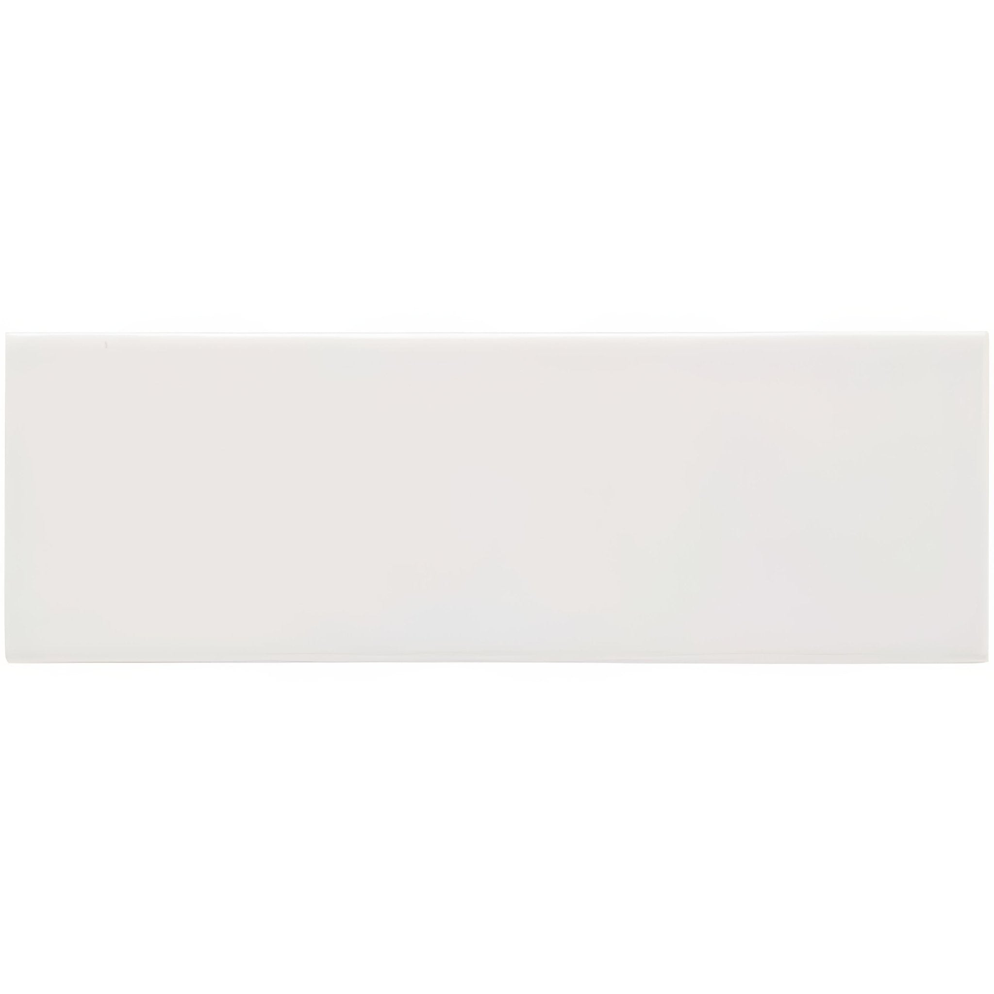 A sleek rectangular white ceramic brick tile waveney with a smooth glossy finish for interior wall use