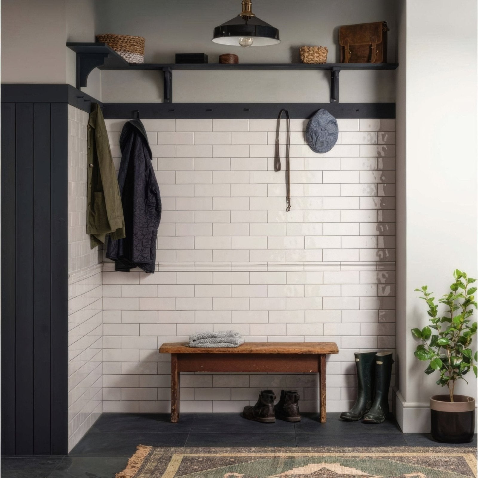 White subway tile wall in waveney clarence featuring glossy ceramic finish ideal for kitchen and bathroom backsplashes