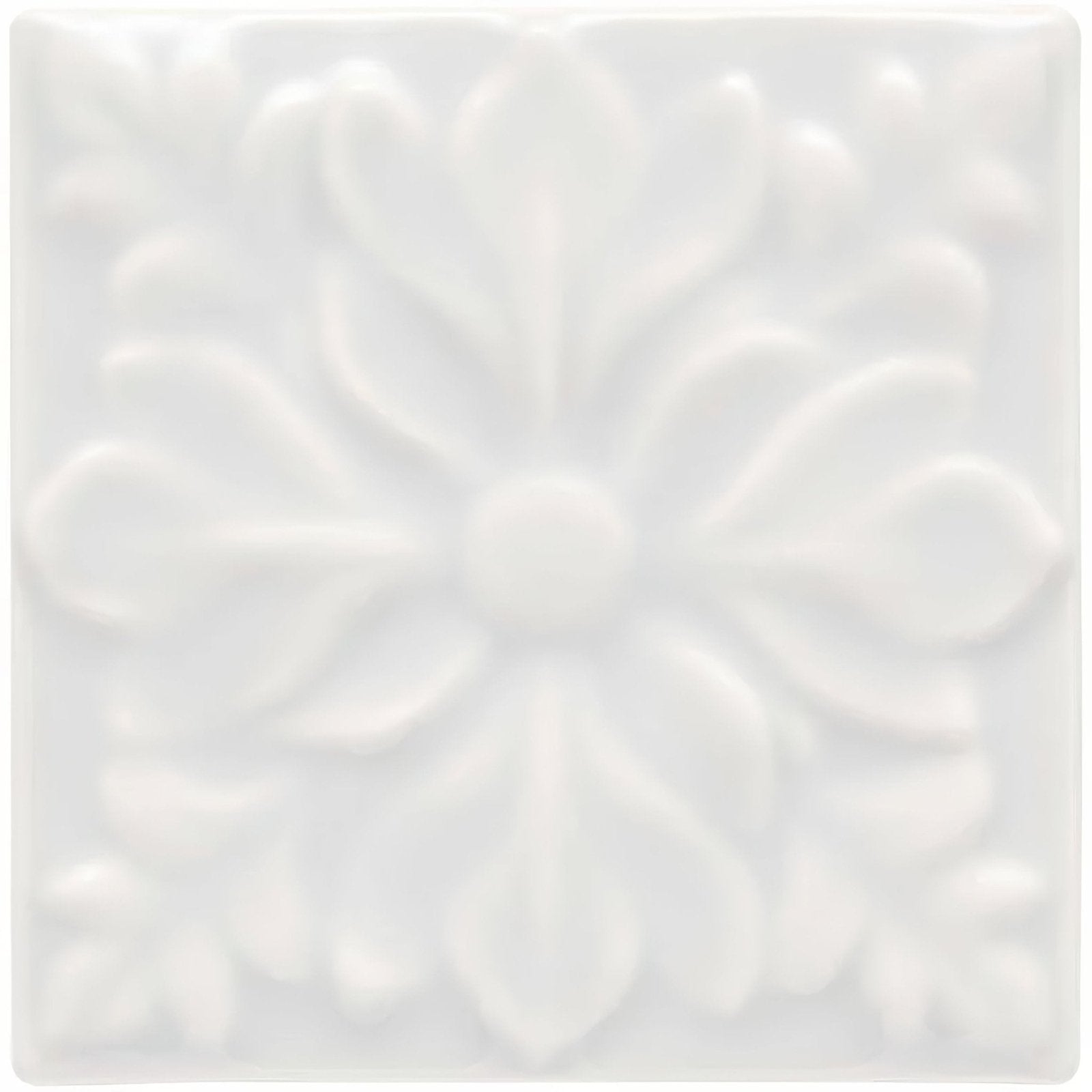 White ceramic tile waveney hampstead with raised floral relief pattern for decorative wall use