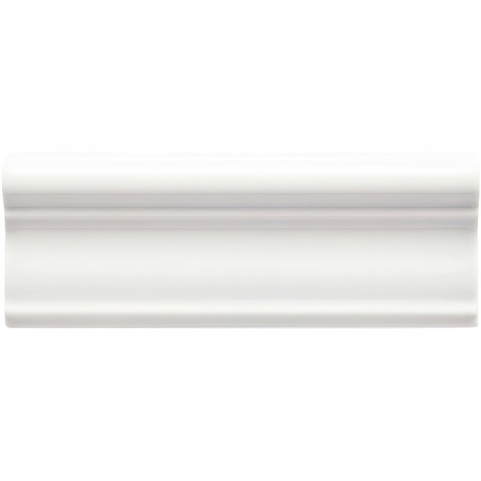 Waveney Hampton white ceramic crown molding with smooth glossy finish and classic profile for elegant interiors