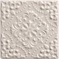 Off-white ceramic tile waveney highgrove with raised floral and dot patterns for decorative wall use