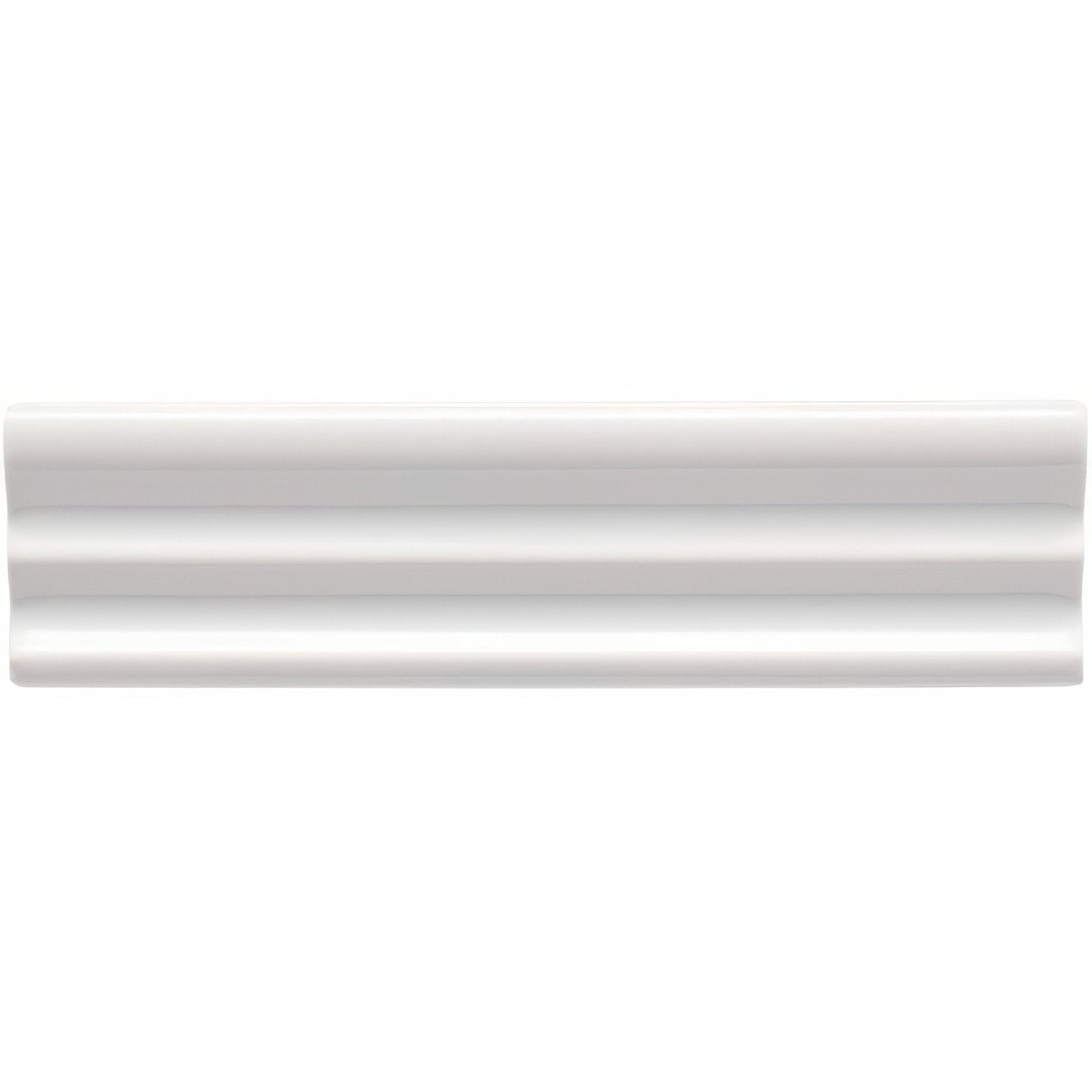 Waveney Kensington white ceramic crown molding with glossy finish and classic reeded design for elegant interiors