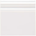 Waveney skirting white ceramic tile with smooth glossy finish and subtle horizontal ridges along the top edge