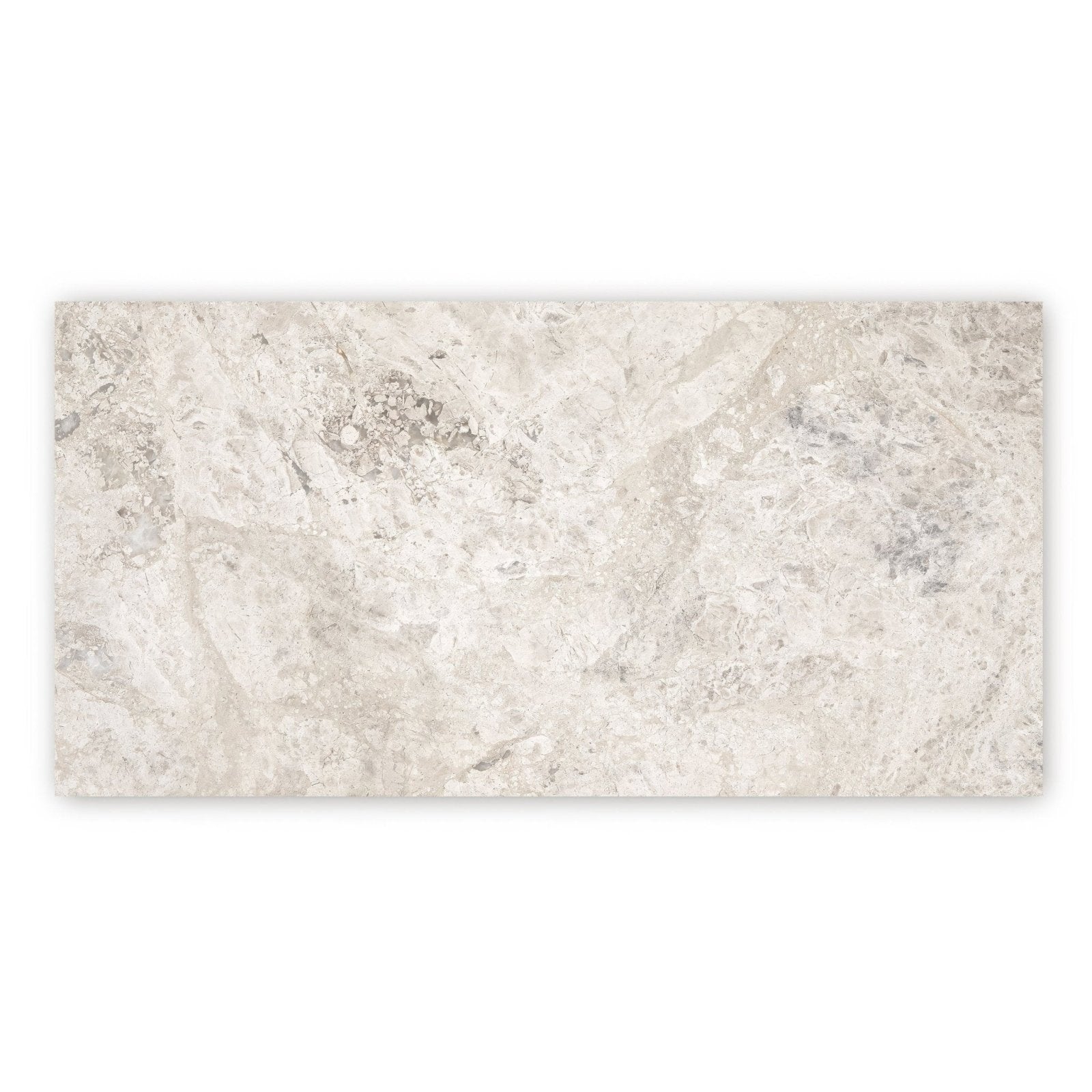 Rectangular westhampton ceramic tile 30 x 60 with diamond sawn edge honed finish in light gray and white marble pattern