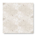 Beige marble-effect square floor tiles with diamond sawn edge arranged in a four-panel grid 61 x 61cm