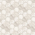 Westhampton hexagon mosaic tile with light beige marble texture and subtle gray veining for decorative surfaces