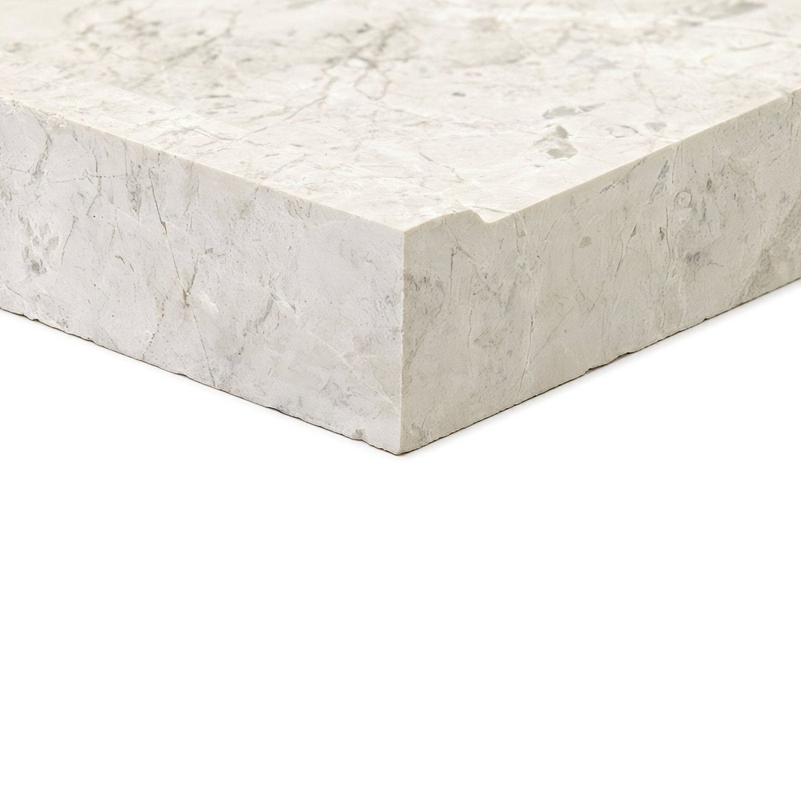 Westhampton skirting honed white marble slab with subtle gray veining and a smooth polished surface