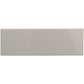 A sleek rectangular ceramic tile called westminster grey large brick with a smooth glossy gray finish