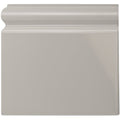 A sleek glossy gray ceramic baseboard with a classic molded profile in westminster grey skirting left design
