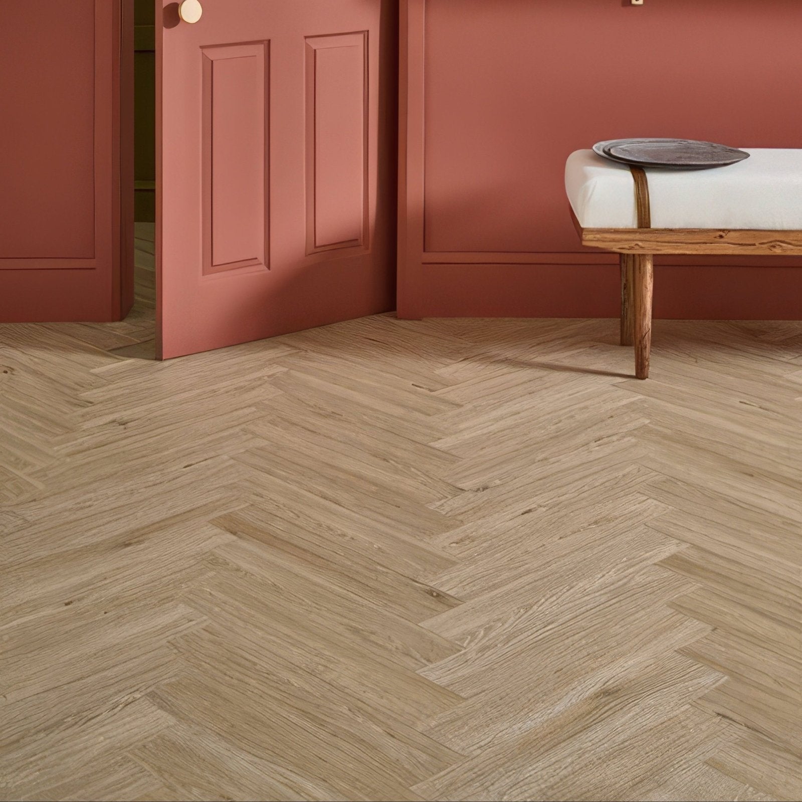 Weymouth almond oak herringbone light oak hardwood flooring with a classic herringbone pattern for interior use