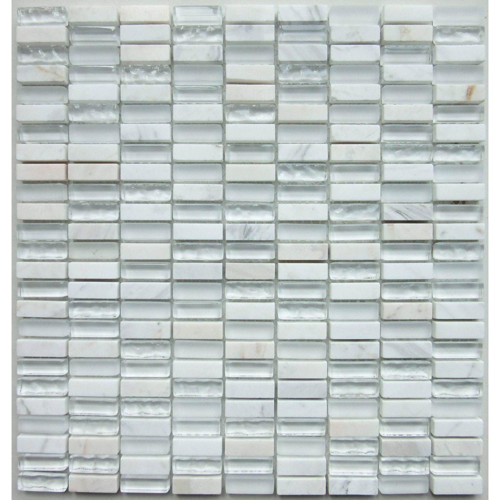White Glass & Stone Mix Brick Mosaic – detail view 2