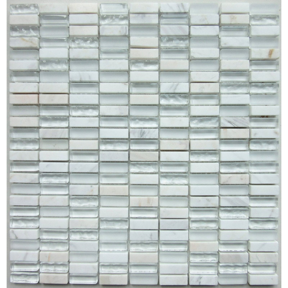 White Glass & Stone Mix Brick Mosaic – detail view 2