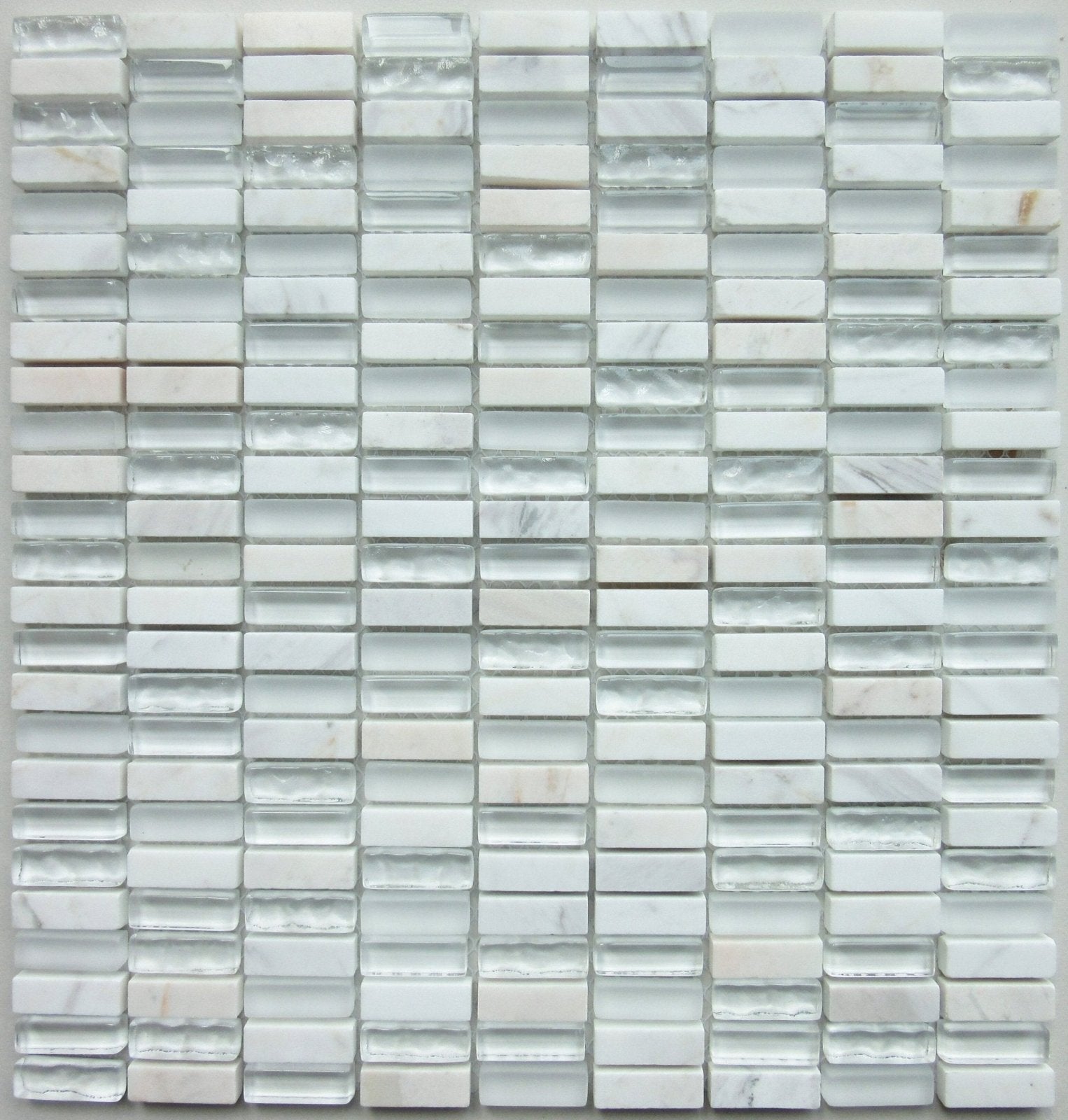 White Glass & Stone Mix Brick Mosaic