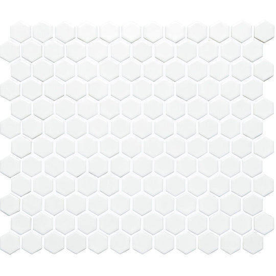 White Honeycomb Floor Mosaic - alternate view